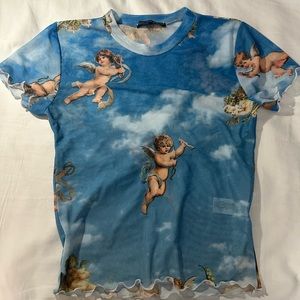 mesh rock rose couture t-shirt 
stretchy and super comfy